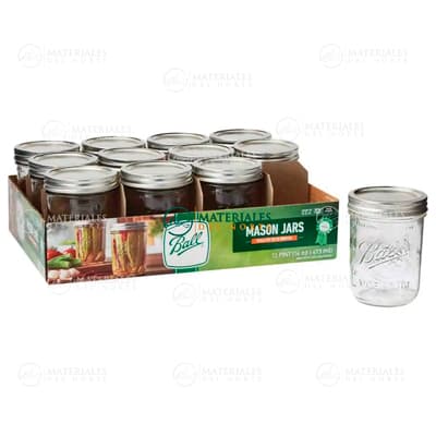 JUEGO DE 12 FRASCOS DE 16 OZ CON BOCA ANCHA