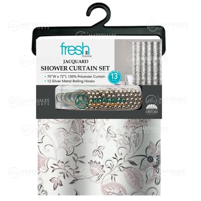 SET DE CORTINA DE BAÑO JACQUARD ESTILO FLORAL