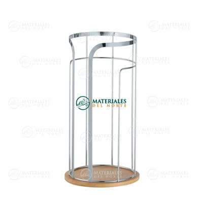 PORTARROLLO DE PAPEL HIGIENICO CROMADO CON BASE DE BAMBU