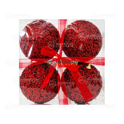ESFERAS GRANULADAS ROJAS 10 cm 4-PK
