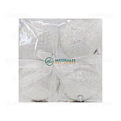 ESFERAS GRANULADAS BLANCAS 10 cm 4-PK