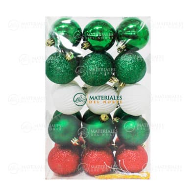 ESFERAS DE PLÁSTICO TRICOLOR 6cm 30-PK