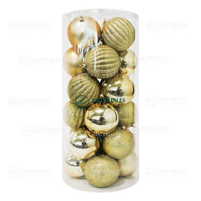 ESFERAS DORADAS MATE, BRILLANTE Y DIAMANTADO 10cm 24-PK